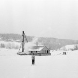 Pælerigg vinterstid i Glomma 1937.